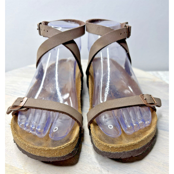 Birkenstock Shoes - Birkenstock Daloa Leather Ankle Strap Sandals Women's Size 6.5 Brown
